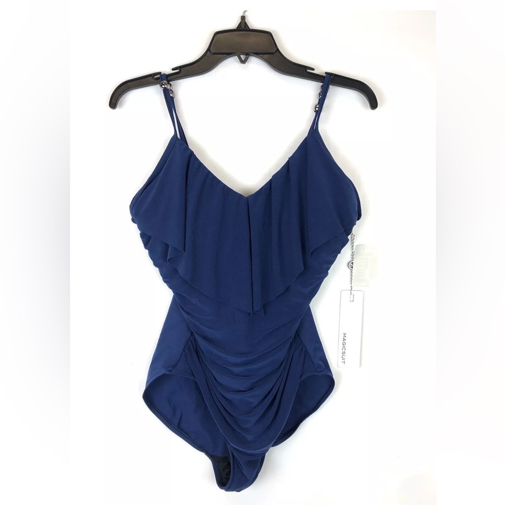 Magicsuit Women’s Isabel Dark Blue One Piece Underwire Swimsuit, Size 14.